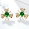 14k Gold 2.53 Ctw Vivid Green Natural Emerald & Diamond Earrings