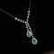 14k Gold 1.31 Ctw Natural Emerald & Diamond Necklace