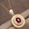 14k Gold 0.72 Ctw Natural Ruby & Diamond Pendant