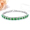 14k Gold 5.98 Ctw Vivid Green Natural Emerald & Diamond Bracelet