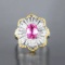 14k Gold 2.50 Ctw Natural Padparadscha Sapphire & Diamond Ring/pendant