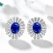 14k Gold 2.90 Ctw Vivid Blue Natural Sapphire & Diamond Earrings