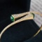 14k Gold 3.25 Ctw Vivid Green Natural Emerald & Diamond Bangle