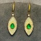 14k Gold 1.30 Ctw Vivid Green Natural Emerald & Diamond Earrings