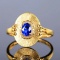 14k Gold 0.55 Ctw Vivid Blue Natural Sapphire & Diamond Ring