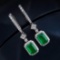 14k Gold 2.79 Ctw Vivid Green Natural Emerald & Diamond Earrings