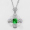 14k Gold 0.78 Ctw Vivid Green Natural Emerald & Diamond Pendant