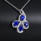 14k Gold 1.30 Ctw Vivid Blue Natural Sapphire & Diamond Pendant