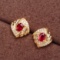 14k Gold 0.62 Ctw Natural Ruby & Diamond Earrings