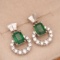 14k Gold 1.45 Ctw Vivid Green Natural Emerald & Diamond Earrings