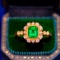 14k Gold 0.63 Ct Vivid Green Natural Emerald & Diamond Ring