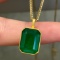14k Gold 6.11 Ct Vivid Green Natural Emerald Pendant