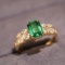 14k Gold 1.71 Ctw Vivid Green Natural Emerald & Diamond Ring