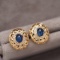 14k Gold 1.49 Ctw Natural Sapphire & Diamond Earrings