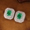 14k Gold 1.34 Ctw Vivid Green Natural Emerald & Diamond Earrings
