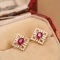 14k Gold 0.65 Ctw Natural Ruby & Diamond Earrings