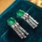 14k Gold 2.76 Ctw Vivid Green Natural Emerald & Diamond Earrings