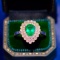 14k Gold 1.01 Ct Vivid Green Natural Emerald & Diamond Ring