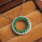 14k Gold 0.52 Ct Vivid Green Natural Emerald & Diamond Necklace