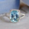 14k Gold 3.99 Ct Natural Aquamarine & Diamond Ring