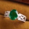 14k Gold 1.59 Ct Vivid Green Natural Emerald & Diamond Ring