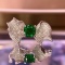 14k Gold 3.74 Ctw Vivid Green Natural Emerald & Diamond Ring