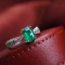 14k Gold 1.07 Ct Vivid Green Natural Emerald & Diamond Ring