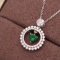 14k Gold 0.71 Ctw Vivid Green Natural Emerald & Diamond Pendant