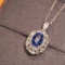 14k Gold 1.98 Ctw Natural Sapphire & Diamond Pendant