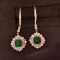 14k Gold 4.82 Ctw Vivid Green Natural Emerald & Diamond Earrings
