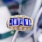14k Gold 6.07 Ctw Vivid Blue Natural Sapphire & Diamond Ring
