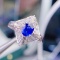 14k Gold 1.04 Ctw Vivid Blue Natural Sapphire & Diamond Ring