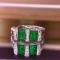 14k Gold 1.60 Ctw Vivid Green Natural Emerald & Diamond Ring