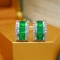 14k Gold 1.36 Ctw Vivid Green Natural Emerald & Diamond Earrings