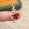 14k Gold 1.02 Ctw Vivid Red Natural Ruby & Diamond Pendant