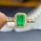 14k Gold 0.69 Ctw Vivid Green Natural Emerald & Diamond Ring