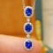 14k Gold 1.34 Ctw Natural Sapphire & Diamond Necklace