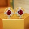 14k Gold 1.29 Ctw Natural Ruby & Diamond Earrings