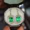 14k Gold 2.73 Ct Vivid Green Natural Emerald & Diamond Earrings