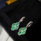 14k Gold 1.5 Ct Vivid Green Natural Emerald & Diamond Earrings