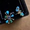 14k Gold 1.5 Ctw Vivid Blue Natural Sapphire & Emerald Earrings