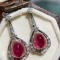 14k Gold 2 Ct Natural Tourmaline & Diamond Earrings
