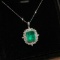 14k Gold 4.9 Ct Vivid Green Natural Emerald & Diamond Pendant