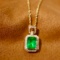 14k Gold 0.92 Ctw Vivid Green Natural Emerald & Diamond Pendant