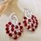 14k Gold 10.59 Ctw Vivid Red Natural Ruby & Diamond Earrings