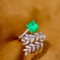 14k Gold 1.47 Ctw Vivid Green Natural Emerald & Diamond Ring
