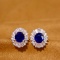 14k Gold 4.33 Ctw Natural Sapphire & Diamond Earrings