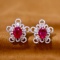 14k Gold 3.41 Ctw Vivid Red Natural Ruby & Diamond Earrings