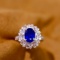 14k Gold 2.51 Ctw Natural Sapphire & Diamond Ring