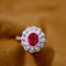 14k Gold 2.10 Ctw Vivid Red Natural Ruby & Diamond Ring